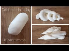 four different stages of how to make cold porcelain clay