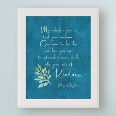 a blue watercolor painting with a quote on it