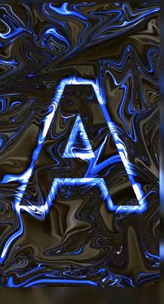 an abstract blue and black background with the letter a