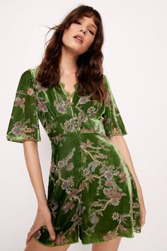 Dresses | Devore Floral Lace Trim Mini Dress | NastyGal Angel Sleeve Dress, Angel Sleeves Dress, Fashion Gal, Angel Sleeve, Cheap Fashion, All About Fashion, Floral Lace