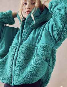 Sherpa Fleece Jacket, Free People Movement, Detachable Hood, Adventure Awaits, Print Pullover