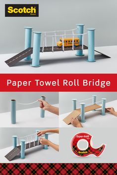 the paper towel roll bridge is made out of cardboard