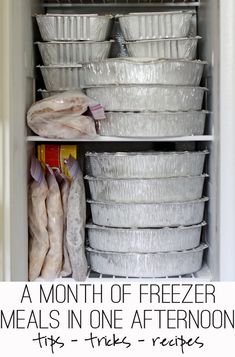 an organized pantry with freezer meals in one afternoon