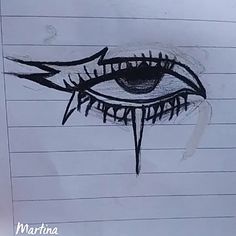 a drawing of an eye with sharp lines on it