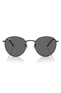 The brand's iconic round silhouette lends style and versatility to everyday sunnies designed with precision-engineered concave-shaped lenses that deliver optimal sharpness and clarity. 55mm lens width, 21mm bridge width; 145mm temple length 100% UV protection Anti-glare treatment Adjustable nonslip nose pads Metal Imported Retro Silhouette, Metal Frames, Mens Eyewear, Fabric Gift Bags, Nordstrom Store, Fabric Gifts, Ray Ban Sunglasses, Eyewear Sunglasses, Ray Ban