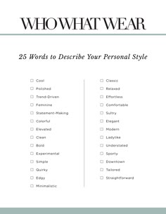 The 3-Word Rule Fashion Insiders Use When Getting Dressed via @WhoWhatWear Outfit Keywords, Words To Describe Yourself, Image Consulting, Fashion Words, Fashion Vocabulary, Women Fashion Edgy, Image Consultant