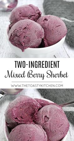 two ingredient mixed berry sherbet in a bowl