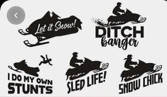 snowmobile svg files for silhouettes and cutouts to use on t - shirts