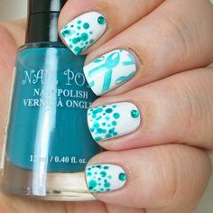 Painted Nubbs: Twinkie Nail Art Challenge September Week 1: Ovarian Cancer Awareness Teal Nail Art, Nail Art Challenge, Pedi Ideas, Teal Nails, September Nails, Finger Nail Art, Butterfly Nail Art, Nail Pops, Prom Nails