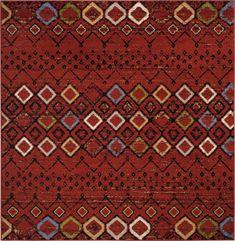 Safavieh Amsterdam AMS108D Terracotta/Multi Area Rug Rustic Chic Decor, Moroccan Boho, Square Area Rugs, Transitional Area Rugs, Geometric Area Rug, Red Area Rug, Outdoor Area Rugs, Indoor Area Rugs, Power Loom