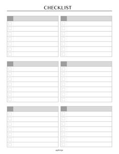 the printable checklist is shown in grey and white, with two lines on each side