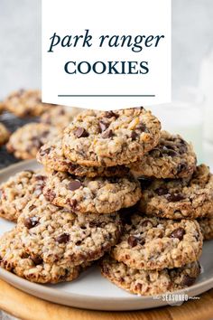 cookies stacked on top of each other with the words park ranger cookies in front of them