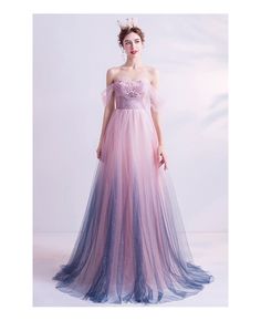 Prom Dress Off Shoulder, Ombre Prom Dresses, Purple Prom, Ombre Pink, Ombre Dress, Purple Prom Dress, Dress Off Shoulder, White Ombre, Pink Ombre