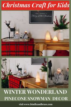 christmas craft for kids winter wonderland pinecone snowman decor with free printable instructions