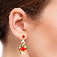 Candy Cane and Bell Earrings Fashion Bottoms, Fashion Jewelry Earrings, Red Rhinestone, Christmas Bells, Rhinestone Earrings, Wholesale Jewelry, Scarf Hairstyles, Ring Bracelet, Red Gold