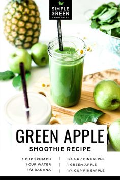 green apple smoothie recipe in a mason jar