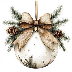 an ornament decorated with pine cones and bows