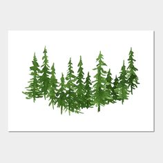 some green trees on a white background