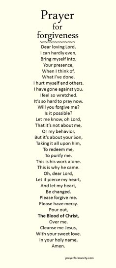 a poem written in black and white with the words prayer forforgingness on it