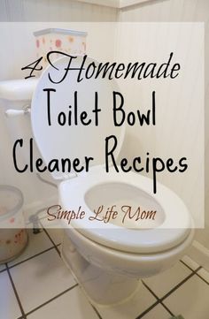 a toilet bowl with the words homemade toilet bowl cleaner recipes on it in black and white