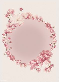 pink flowers arranged in a circle on a white background