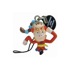 a keychain with an image of a clown holding a tennis racquet