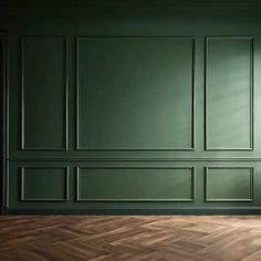 Wall Molding Design, Wall Moulding, Green Accent Walls, Diy Accent Wall, Accent Walls In Living Room, Green Interior, Wall Trim, Inspire Me Home Decor, Wall Molding