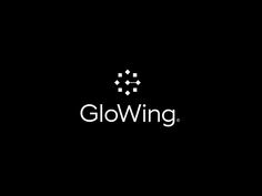 the logo for glowing is shown on a black background with white squares in the center