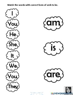 worksheet with words that are in the form of clouds, and an i am