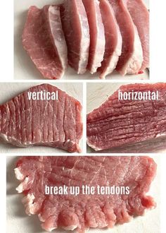 four different types of meat are shown here