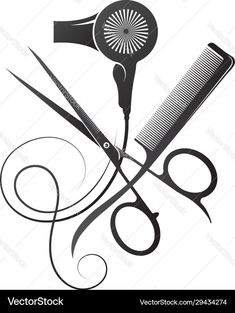 Hair Shears Clipart, Scissors And Comb Logo, Hair Stylist Sticker, Hairdresser Scissors, Hairdressing Scissors, Hair Dryer, Hair Comb, Beauty Salon, Transparent Png