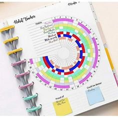 a spiral notebook with colorful circles on it