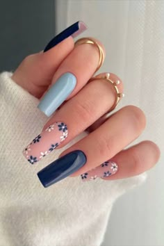 Discover 46 trendy acrylic nail designs that will make you want them done today. Credit: thenailsvibe Softgel Nail Design, Blue Coffin Nails, Unghie Sfumate, Spring Acrylic Nails, Cute Spring Nails, Cute Acrylic Nail Designs, Acrylic Nails Coffin Short, Summer Acrylic Nails