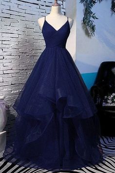 Fluffy V Neck Navy Blue Long with Straps V Neck Navy Blue Navy Blue Prom Dresses Navy Blue Evening Dress, Sparkly Ball Gown, Blue Long Prom Dress, فستان زهري, Navy Blue Formal Dress, Navy Blue Prom Dress, Blue Formal Dress, Navy Blue Prom Dresses, Princess Prom Dresses