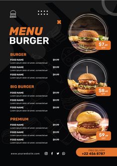 a menu for a burger restaurant