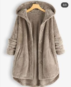 Mode Tips, Fleece Cardigan, Women Overcoat, Fleece Coat, Fleece Sweater, Womens Fleece, Hooded Coat, Outfit Casual, Color Khaki