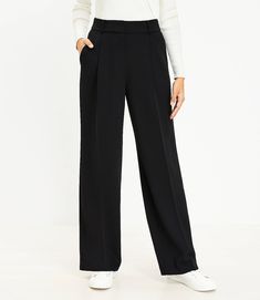 Peyton Trouser Pants in Crepe Black Slacks Women, Petite Curvy, Slacks For Women, Body Exercise, 2024 Style, Wide Leg Dress Pants, Tall Pants, Pants Details, Perfect Pant