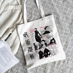 Cartoon Interior, Anime Tote Bag, Anime Crafts Diy, Anime Bag, Cartoon Canvas, Japanese Harajuku, Soft Pattern, Anime Crafts, Diy Tote Bag