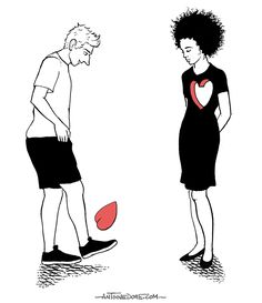 a man and woman standing next to each other with a frisbee in their hands