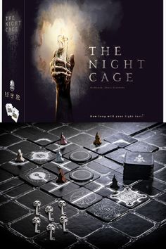 the night cage board game is shown in two different images, one with an open hand and