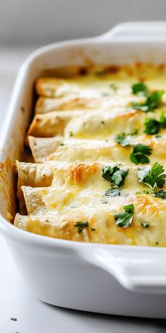 a casserole dish with cheese and herbs