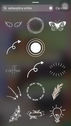 an iphone screen with various hand drawn symbols on it, including arrows and other things