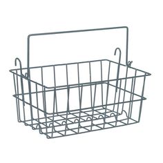 a metal wire basket with two handles