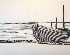 a drawing of a boat on the water