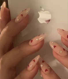 Kutek Disney, Classy Acrylic Nails, Heart Nails, Pretty Acrylic Nails, Short Acrylic Nails, Nail Arts, Valentine's Day Nails