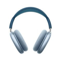 the beatsport wireless headphones are blue and have microphones on each earband