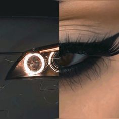 two images side by side, one showing the front and side of a woman's eye