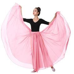 PRICES MAY VARY. Content:100% chiffon, flowy, sheer and sexy Elastic closure: suitable for waist 25 to 38 inches, US size 2~14 Style: 720 degree, very full circle. Skirt length: 35 inches / 90 cm. Due to the ladies' heigh/leg length different, the same length skirt has the different effects. Normally, for 5'3" or shorter, it's a Maxi skirt. For 5'3"~5'6", it's a ankle length skirt. For 5'6" or taller, it's a Midi skirt. Usage: flowy, sheer, long and full circle chiffon skirt great for Ballerinas Ballet Dancer Photography, Dancer Photography, Ankle Length Skirt, Full Circle Skirt, Ballet Photography, Dance Skirt, Sheer Chiffon, Chiffon Skirt, Full Circle