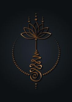 a gold and black background with an ornamental design