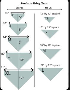 Dog Bandana Sizing Chart, Crochet Bandana Size Chart, Sewing Pattern For Dog Bandana, Bandana Sizes For Dogs, Dogs Bandana Pattern, Simple Dog Bandana Pattern, Cute Dog Bandanas Diy, Bandanna For Dogs, Diy Dog Bandana Pattern With Snap